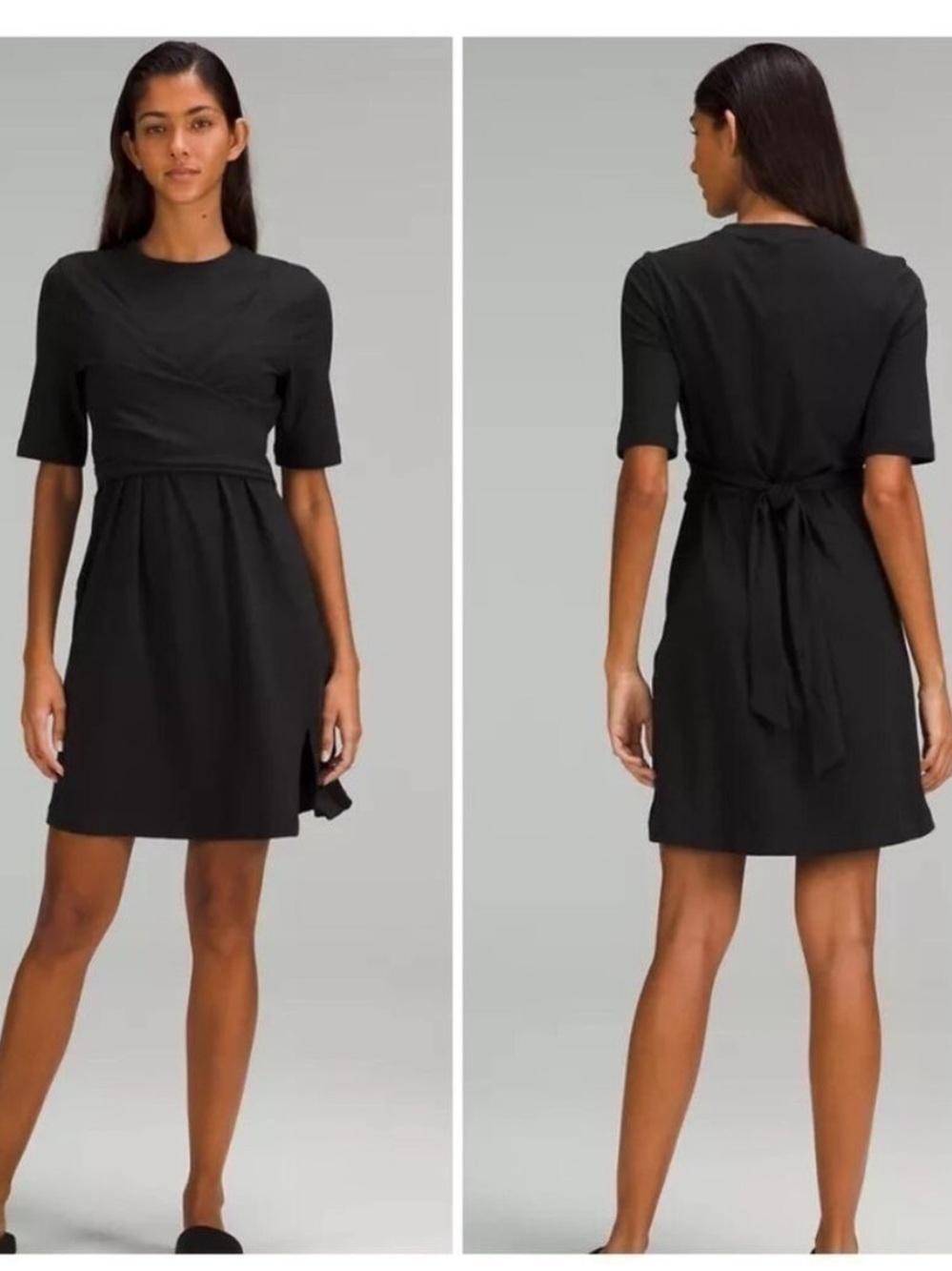 lululemon athletica Black Short-Sleeve Wrap Mini Dress